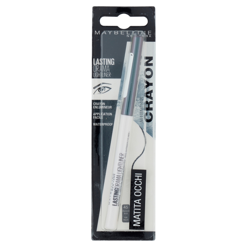 Maybelline New York Matita Occhi Master Drama Lightliner Illuminante a Lunga Tenuta, Black